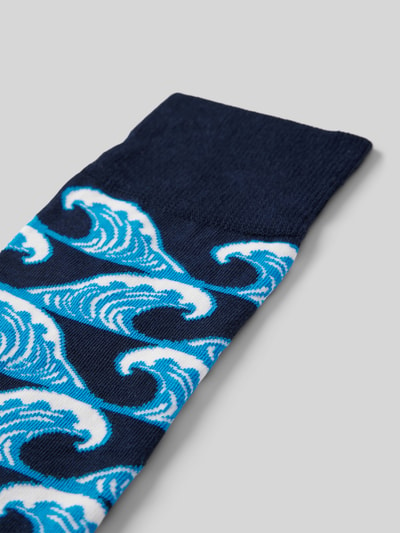 DillySocks Sokken met motiefstitching, model 'Catch A Brave Wave' Marineblauw - 2