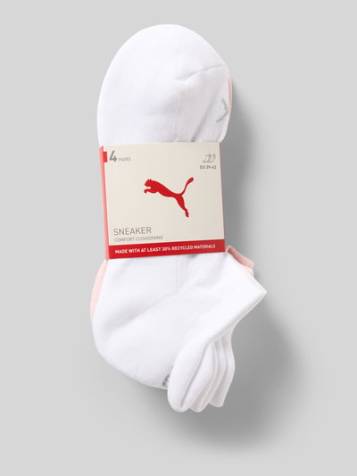 Produktfoto, Socken aus Baumwoll-Mix im 4er-Pack Modell 'Cushioned' von PUMA in Weiß mit dezentem Rosaton, glatte Textur, Damen Socken von PUMA