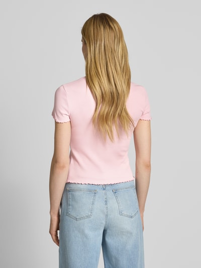 Jake*s Casual T-Shirt mit Muschelsaum Fuchsia 5