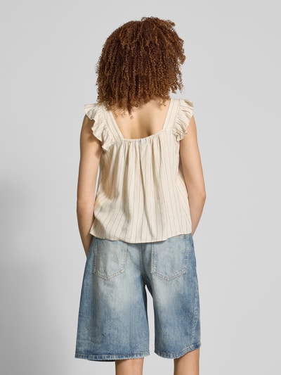 Pieces Relaxed Fit Top aus Viskose-Leinen-Mix Modell 'PIA' Ecru 5