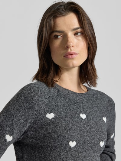 Vero Moda Regular Fit Strickpullover mit Raglanärmeln Modell 'DOFFY' Dunkelgrau 3