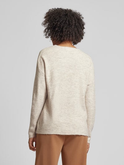 Vero Moda Regular Fit Strickpullover mit V-Ausschnitt Modell 'CREWLEFILE' Beige 5