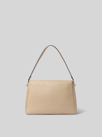 Productfoto, Shoulder Bag met Logo-Detail van Tory Burch, beige, rechthoekige vorm, gladde textuur, afneembare schouderband, hoofdvak met overslag, binnenvak met ritssluiting, magneetsluiting, breedte 33 cm, lengte 23 cm, diepte 13 cm