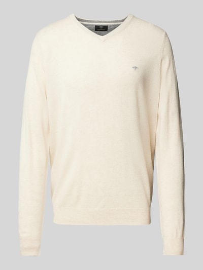 Fynch-Hatton Strickpullover mit V-Ausschnitt Offwhite 2