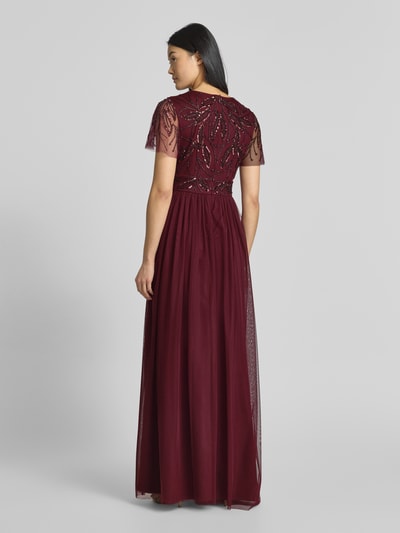 Christian Berg Cocktail Abendkleid mit Paillettenbesatz Kirsche Melange 5