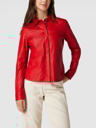 Studio AR Leren overhemd met drukknoopsluiting, model 'DITA' Rood - 4