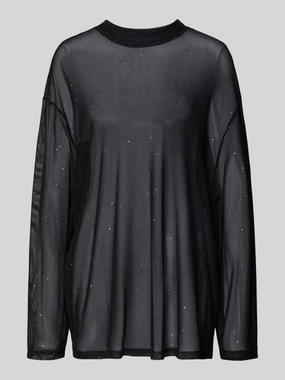 Karo Kauer Oversized Longsleeve in semitransparentem Design Black 2