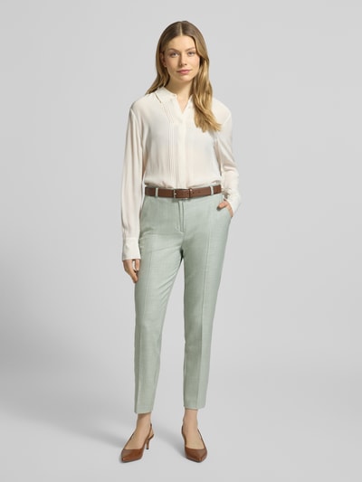 COMMA Slim fit stoffen broek van Viscosemix met Persplooien Mintgroen - 1