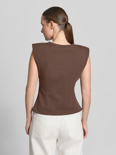 YAS Blouse met gelegde plooien model 'Pina' Donkerbruin - 5