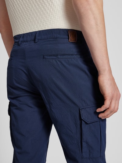 g1920 Tapered fit cargobroek met bandplooien, model 'TRAIANO' Marineblauw - 3