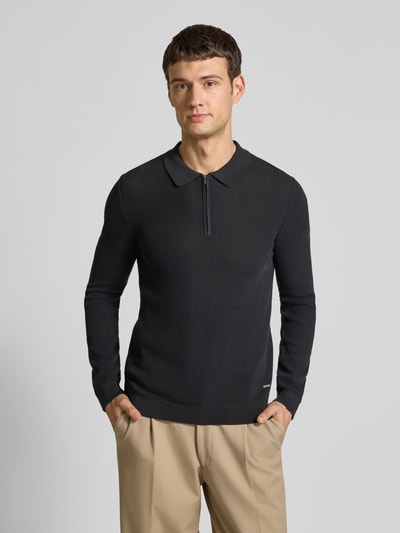 JOOP! Collection Regular fit pullover in gebreide look, model 'Nadimo' Zwart - 4