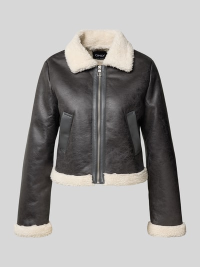 Only Regular fit jack in leerlook, model 'BETTY' Zwart - 2