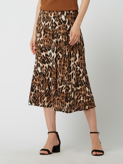 Jake*s Collection Midirock mit Animal-Print  Mittelbraun 4