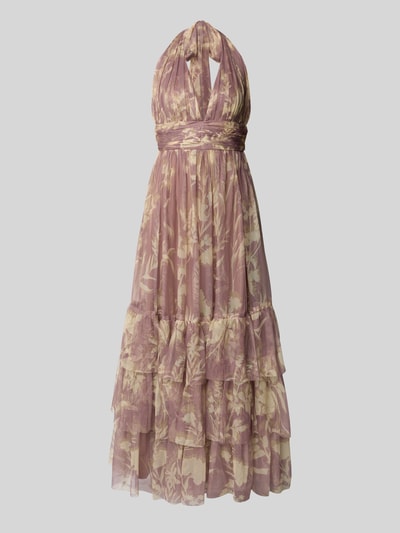 LACE & BEADS Sukienka wieczorowa z dekoltem w serek Różowawy 2