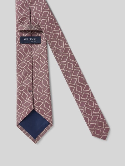 Produktfoto, Krawatte aus Seide im Allover-Look (7,5 cm) von Willen in geometrischem Muster, klassische Form, Label-Detail, Breite 8 cm.