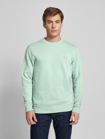 BOSS Orange Sweatshirt met labelpatch, model 'Westart' Lichtgroen - 4