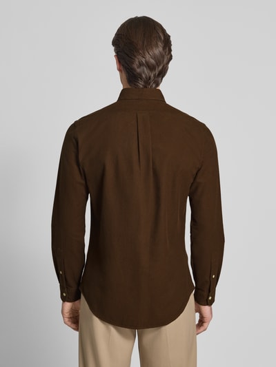 Polo Ralph Lauren Custom Fit Freizeithemd mit Motiv-Stitching Dunkelbraun 5