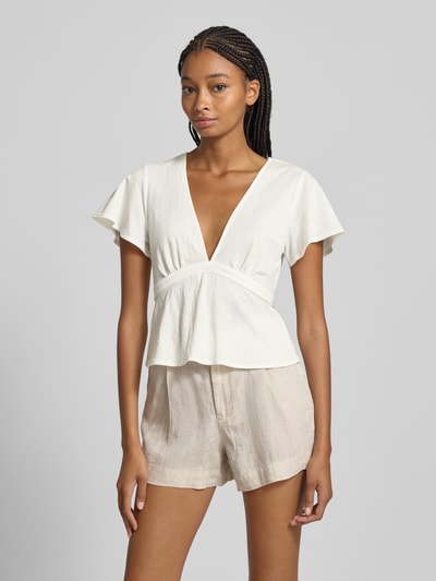 Gina Tricot Blusenshirt mit V-Ausschnitt Offwhite 4