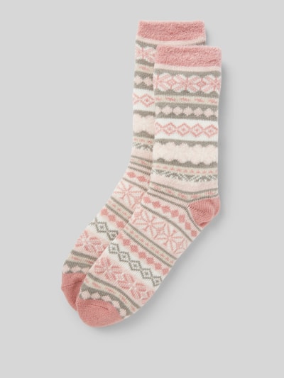 camano Socken mit Kunstfellbesatz Modell 'NORWEGIAN' Rosa 1