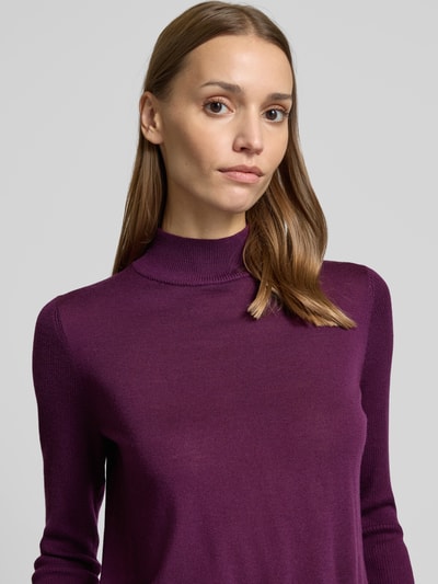 HUGO Strickpullover aus Schurwolle mit Label-Detail Modell 'Sedennian' Aubergine 3