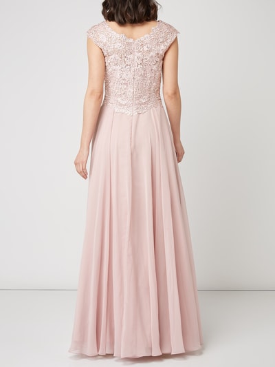 Luxuar Abendkleid mit Kontrastbesatz  Rosa 4