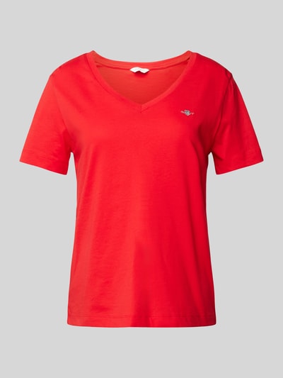 Gant T-Shirt mit V-Ausschnitt Rot 2