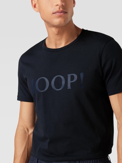 JOOP! Collection T-shirt met labelprint, model 'Alerio' Marineblauw - 3