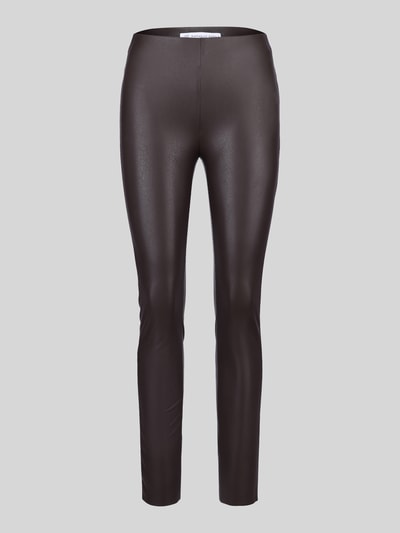Raffaello Rossi Slim fit kunstleren broek van viscosemix model 'RESA' Donkerbruin - 2
