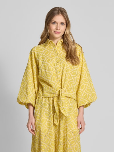 Christian Berg Woman Relaxed fit blouse met 3/4-mouwen Mosterdgeel - 4