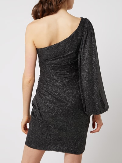 Luxuar One shoulder-cocktailjurk met glittereffect Zwart - 5