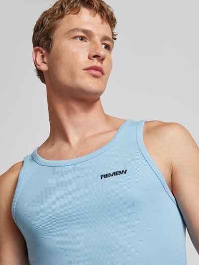 REVIEW Tanktop met fijnrib Rookblauw - 3