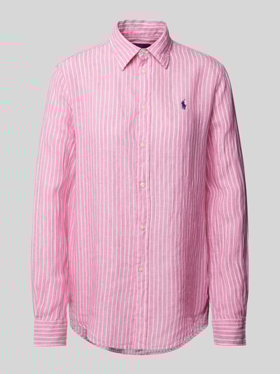 Polo Ralph Lauren Classic Fit Leinenhemdbluse mit Logo-Stitching Pink 2