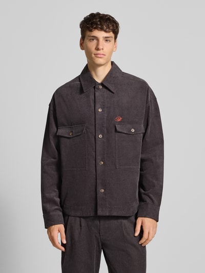 PROHIBITED Hemdjacke mit Knopfleiste Anthrazit 4