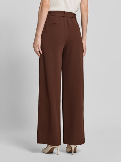 zero wide leg broek met strikceintuur Donkerbruin - 5