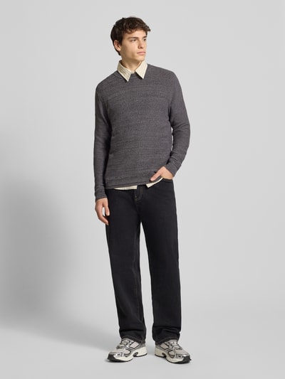 Superdry Gebreide pullover met ribboorden Donkergrijs - 1