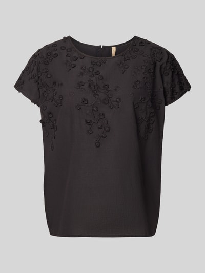 Produktfoto, Regular Fit Bluse mit Rundhalsausschnitt Modell 'FAHIMA' von Soyaconcept aus Reine Baumwolle mit Stitchings, schwarz