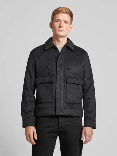 JAKE*S STUDIO MEN Hemdjacke mit Umlegekragen Anthrazit Melange 4