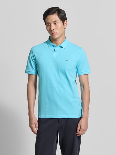 HECHTER PARIS regular fit poloshirt met gestikt logo Turquoise - 4