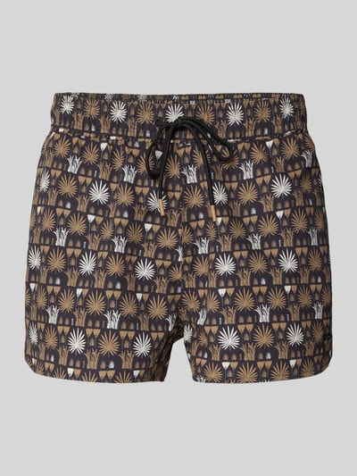 BOSS regular fit zwembroek met all-over motief model 'CALA' Middenbruin - 1