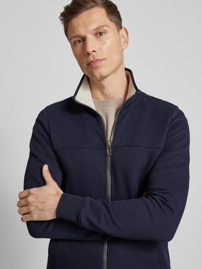 Tom Tailor Sweatjacke in unifarbenem Design mit Reißverschluss Dunkelblau 3