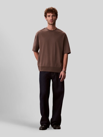 CK Calvin Klein t-shirt o kroju regular fit z czystej bawełny Średniobrązowy 1