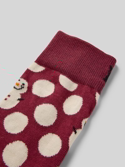 Happy Socks Regular fit sokken met logostitching, model 'Snowman' Bordeaux - 2