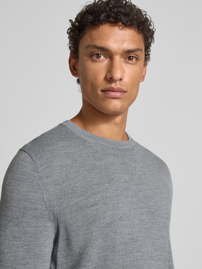 Christian Berg Men Regular Fit Longsleeve aus Merino-Mix Hellgrau Melange 3