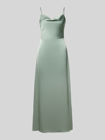 Produktfoto, Regular Fit Midikleid mit Rückenausschnitt Modell 'Ravenna' von Vila, Damen Midikleid aus Satin mit Spaghettiträgern, Reißverschluss, hellgrüne glatte Oberfläche