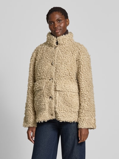 YAS Jacke aus Teddyfell mit Pattentaschen Modell 'PELICO' Beige 4