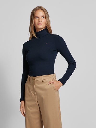 Tommy Hilfiger Bluzka z długim rękawem o kroju slim fit z golfem Granatowy 4