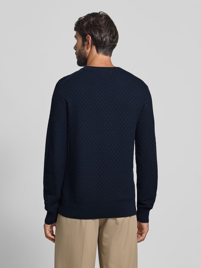 Gant Strickpullover mit Rundhalsausschnitt und Logo-Stitching Dunkelblau 5