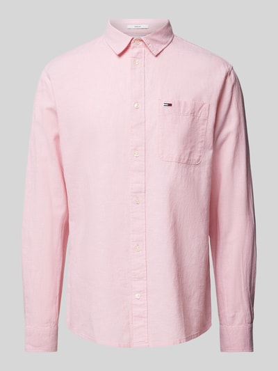 Tommy Jeans Freizeithemd aus Baumwoll-Leinen-Mix mit Label-Stitching Pink 2