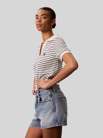 Calvin Klein Jeans Regular Fit Poloshirt aus Baumwoll-Mix in Strick-Optik Beige 1