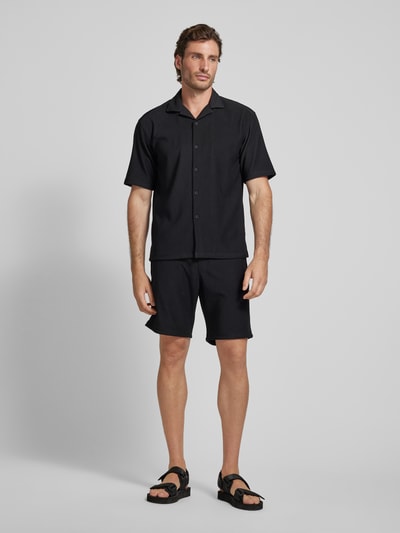 JAKE*S STUDIO MEN Regular Fit Shorts in Ripp-Optik Black 1